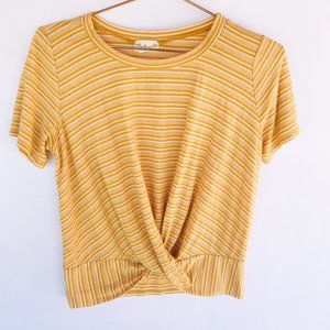Yellow and White Striped Twist Tee